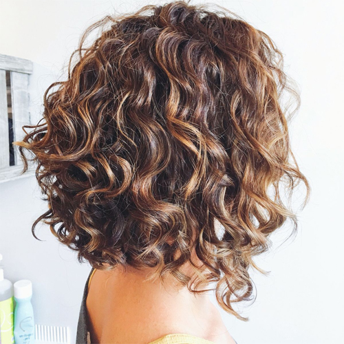 Curly/Wavy Angled Bob Cut