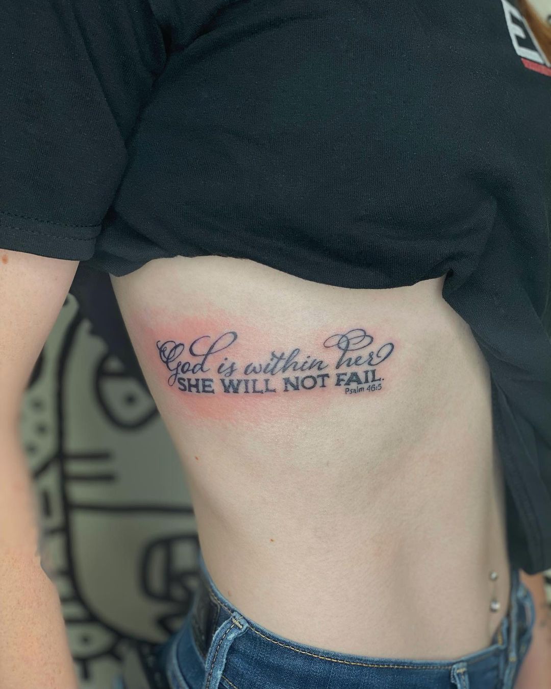 Bible Verse On The Side Of The Ribcage Tattoo Design