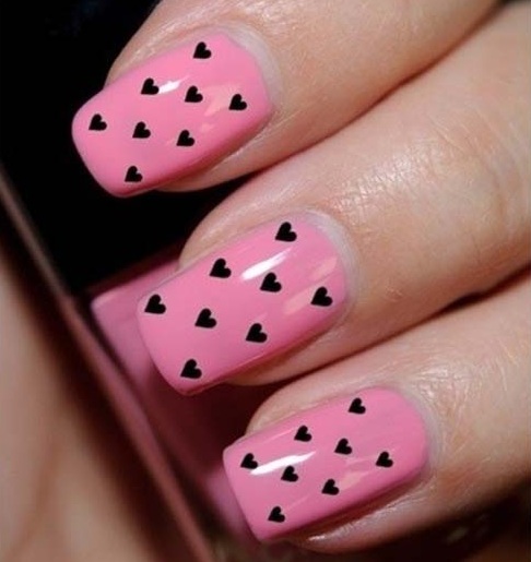 Black Hearts Nail Art