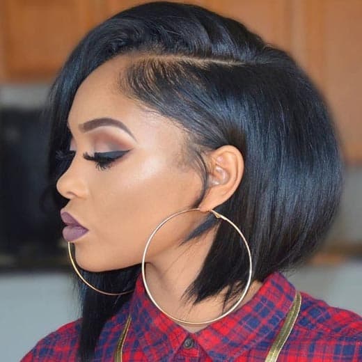 Asymmetric Black Bob Haircut