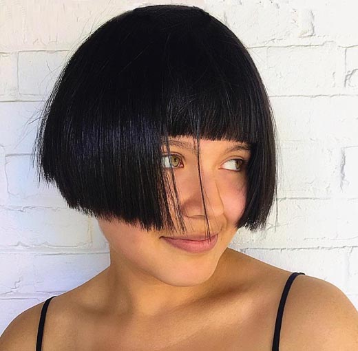 blunt cut bob black hair