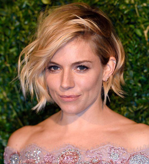 Sienna Miller Wavy Bob Haircut
