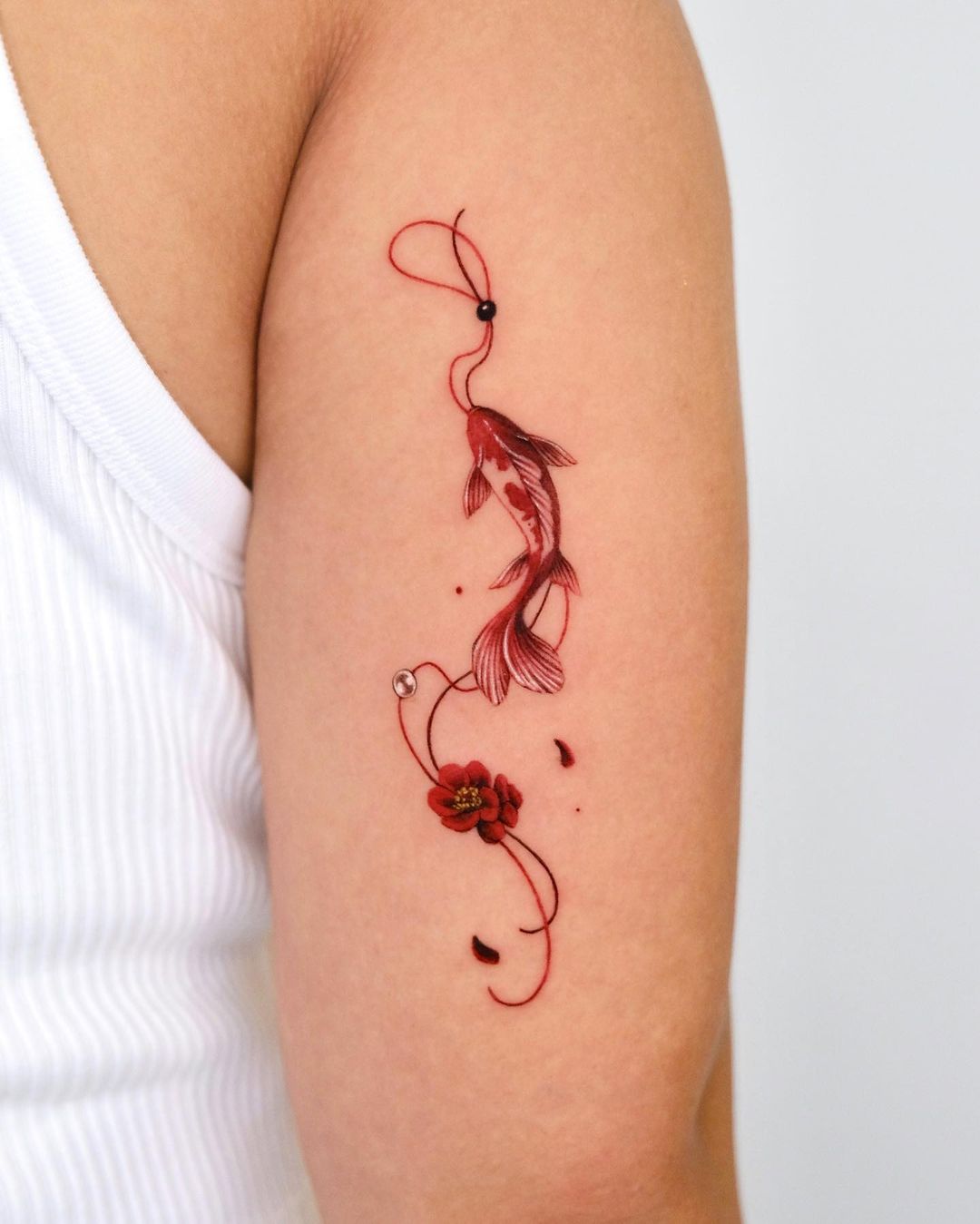Color Koi Fish Arm Tattoo