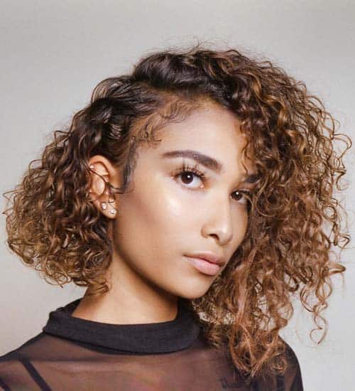 curly lob hair