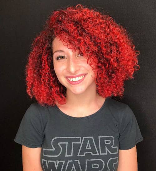 curly bob cut red