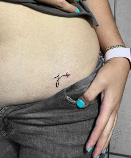 Cute Letter J Tattoo With Heart