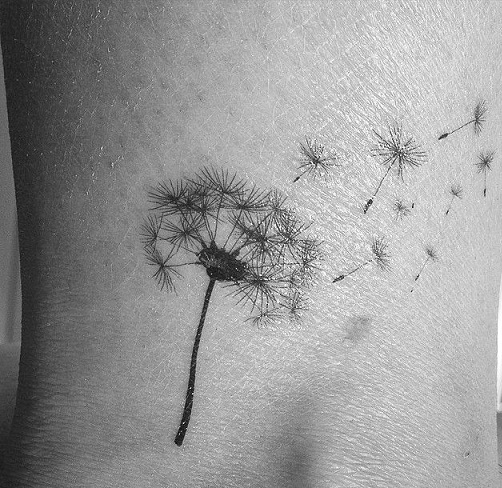 Dark and Light Dandelion Tattoo