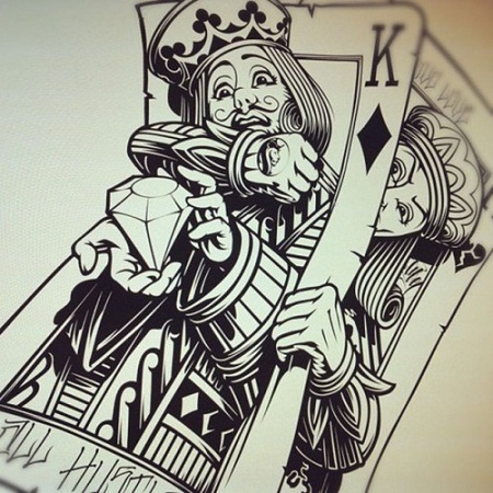 Dramatic card tattoos design