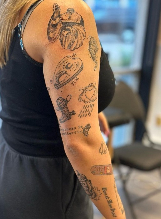 Female Patchwork Sleeve Tattoo