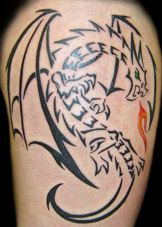 Fire dragon tribal tattoo