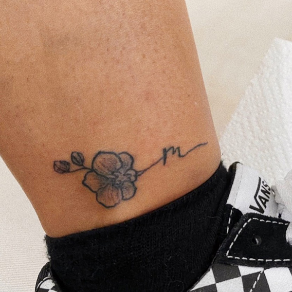 Floral M Tattoo Designs