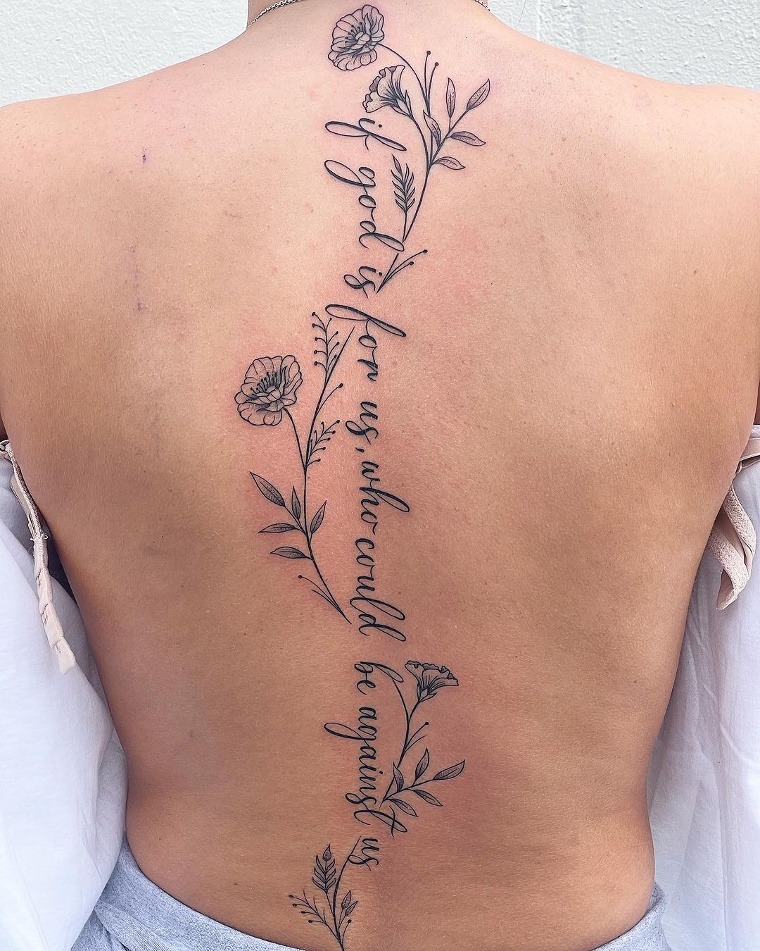Floral Vine Bible Verse Tattoos For Females On The Back