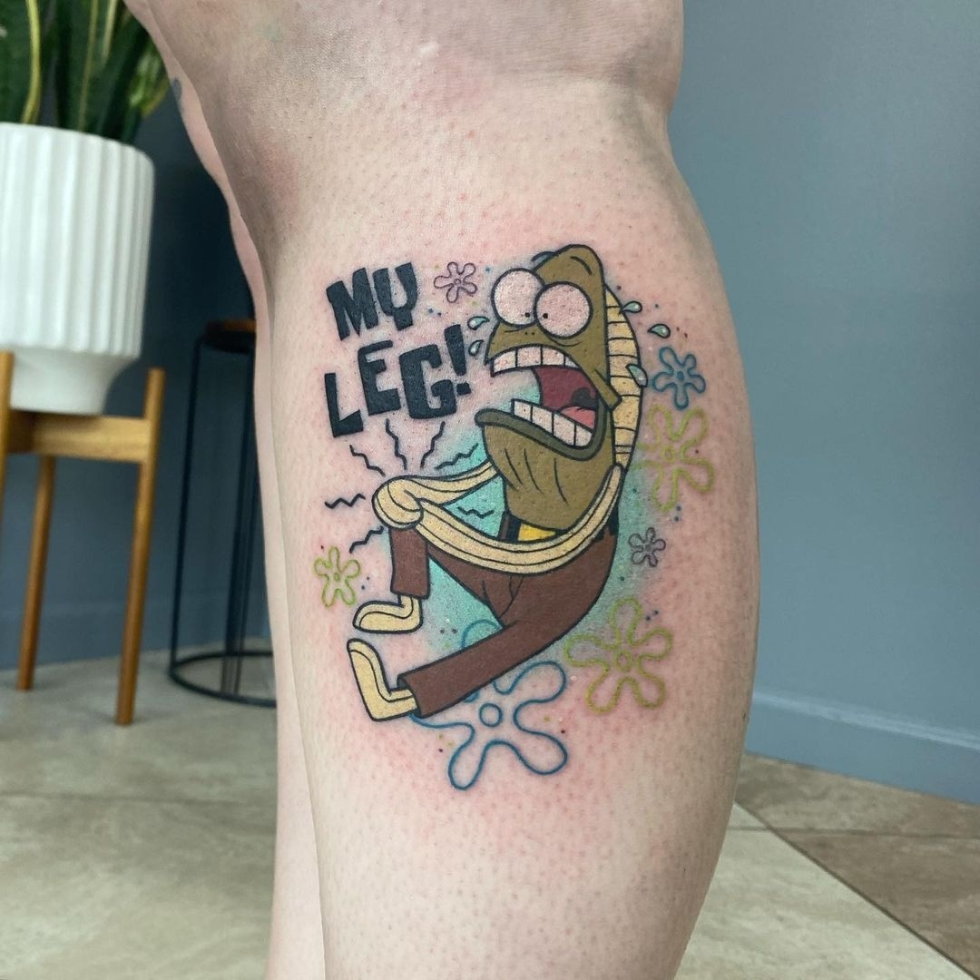 Fred The Fish Sponge Bob Tattoo