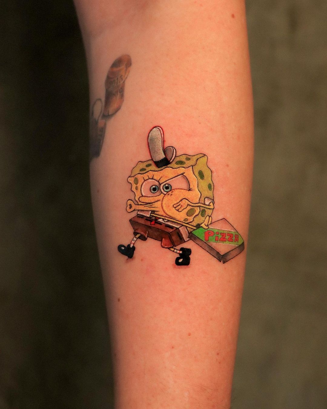 Funny Sponge Bob Tattoo Design