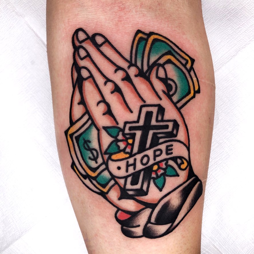 Hope Filled Praying Hands Tattoo