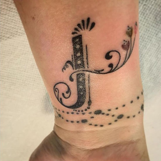 Intricate J Letter Tattoo Designs