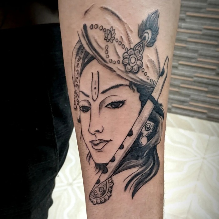 Krishna Face Tattoo