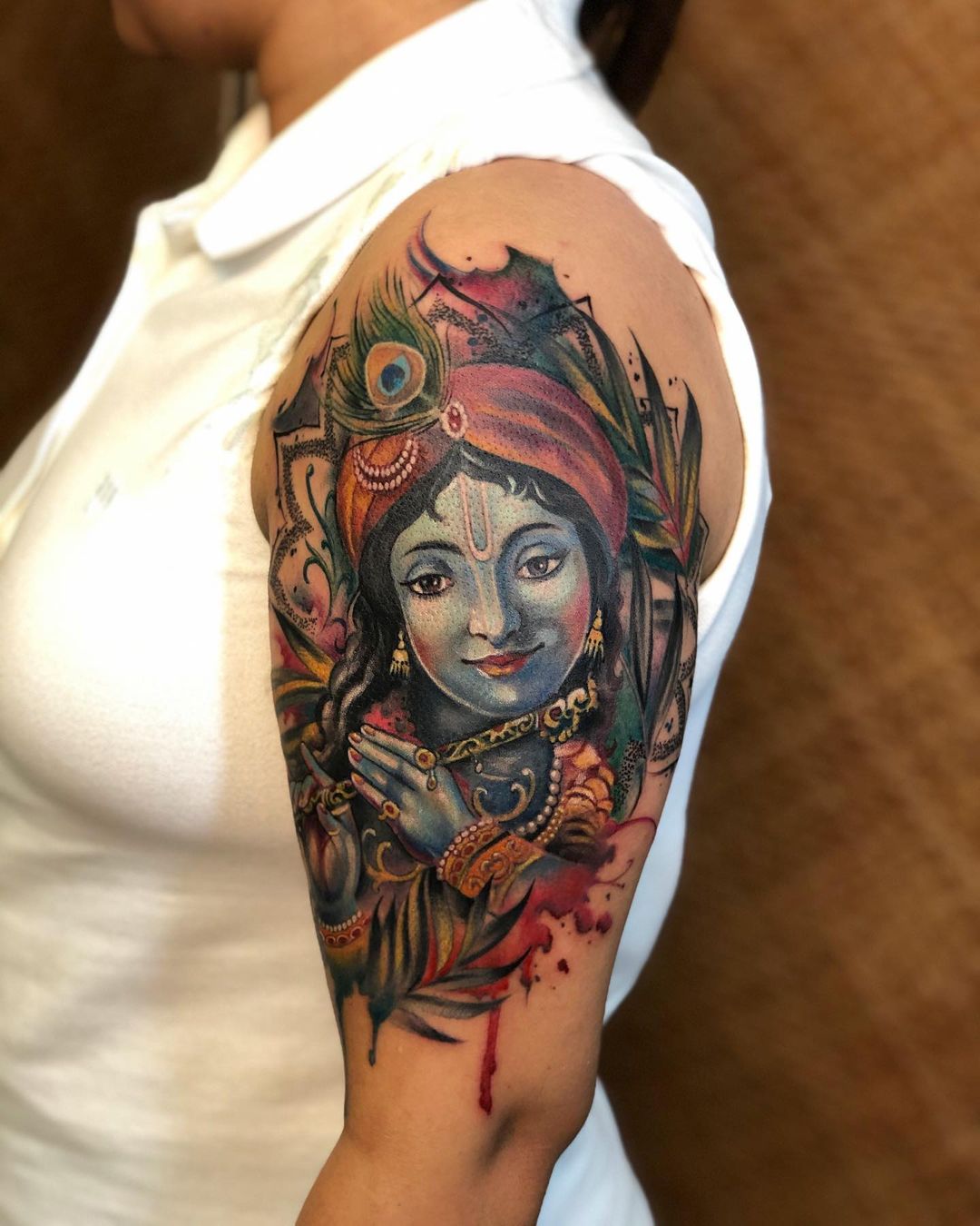 Lord Shri Krishna Tattoo On Arm