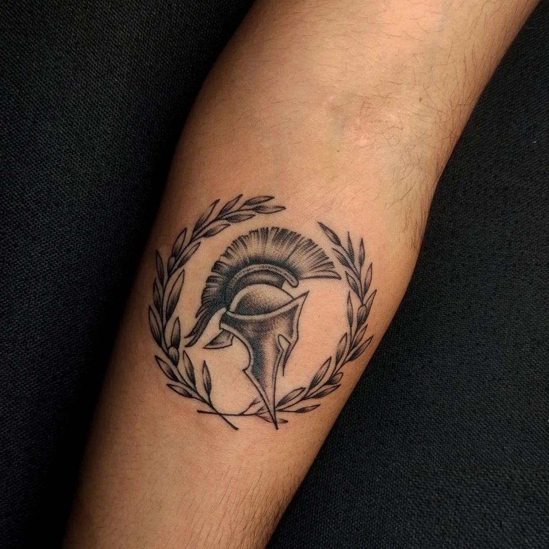 Meaningful Spartan Helmet Tattoo