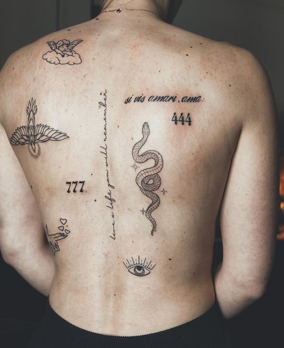 Men's Patchwork Tattoos On The Back