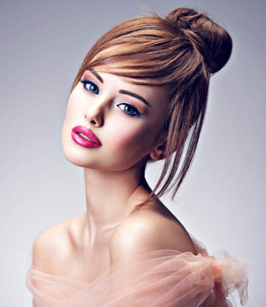 Messy Bun with Fringe