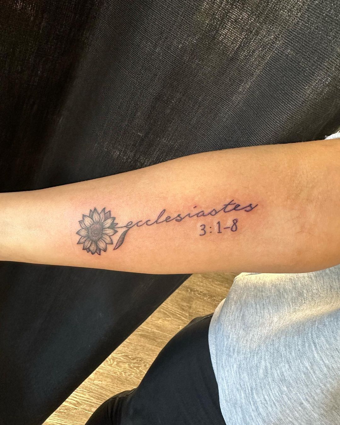 Minimalistic Bible Verse Tattoo With A Flower