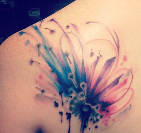 Colorful Dandelion Tattoo