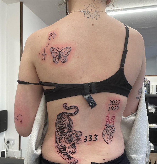 Patchwork Back Tattoo Design