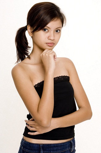 short low ponytail with bangs