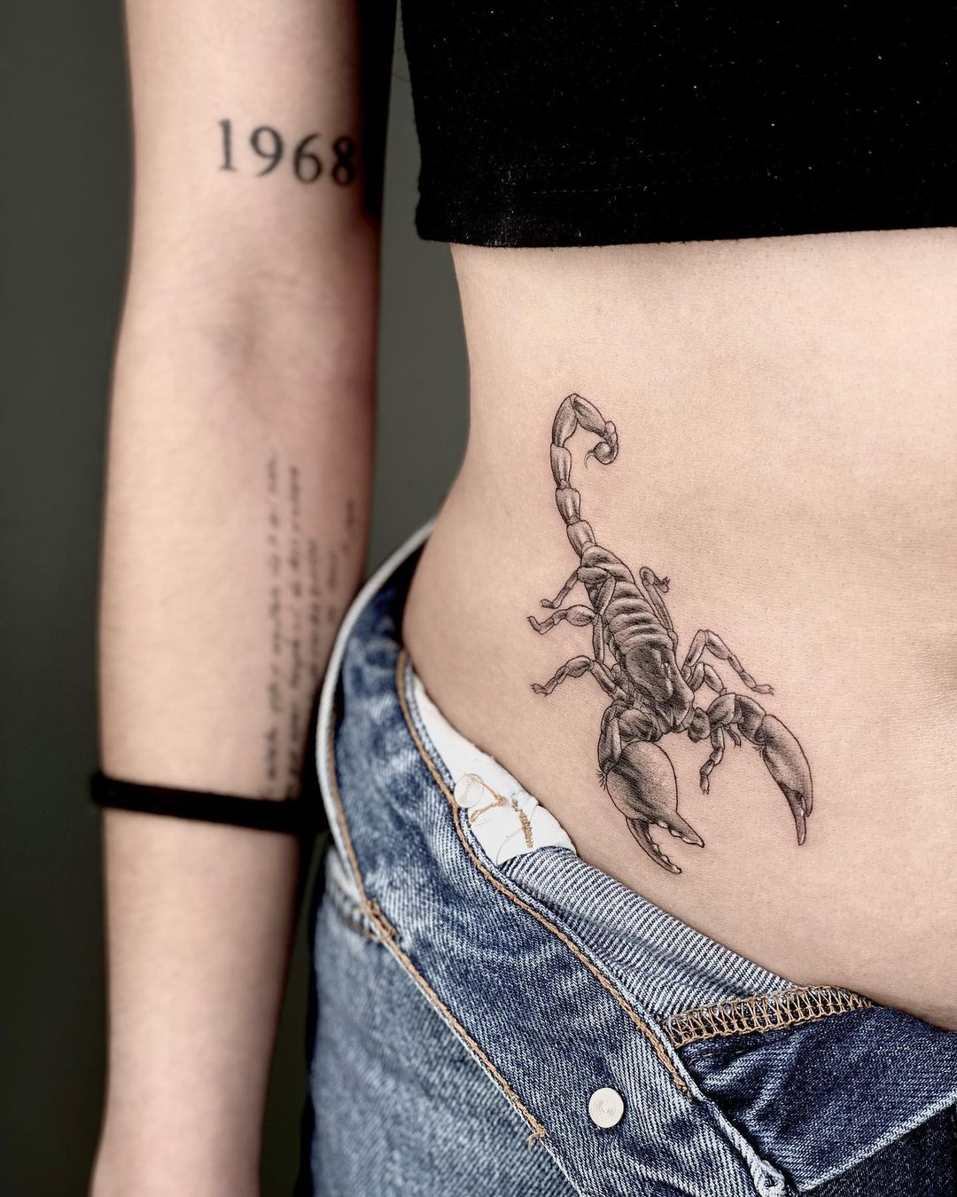 Realistic Scorpion Side Tattoo
