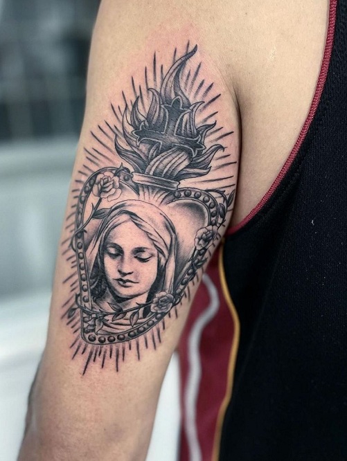 Sacred Heart Catholic Tattoo Design