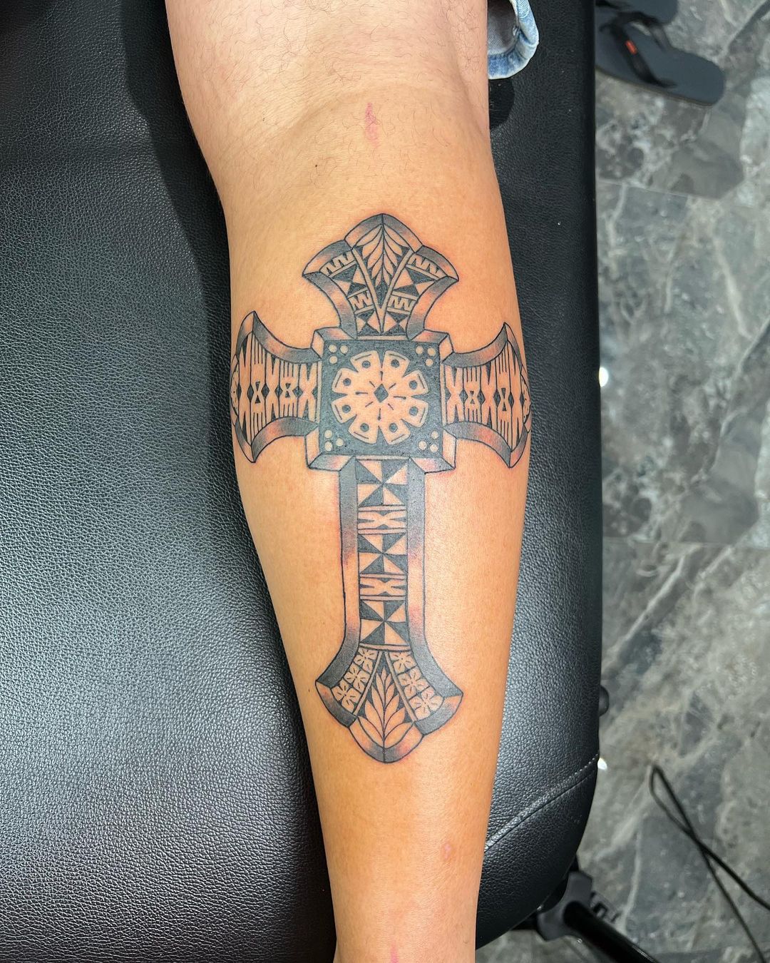 Samoan Cross Forearm Tattoo