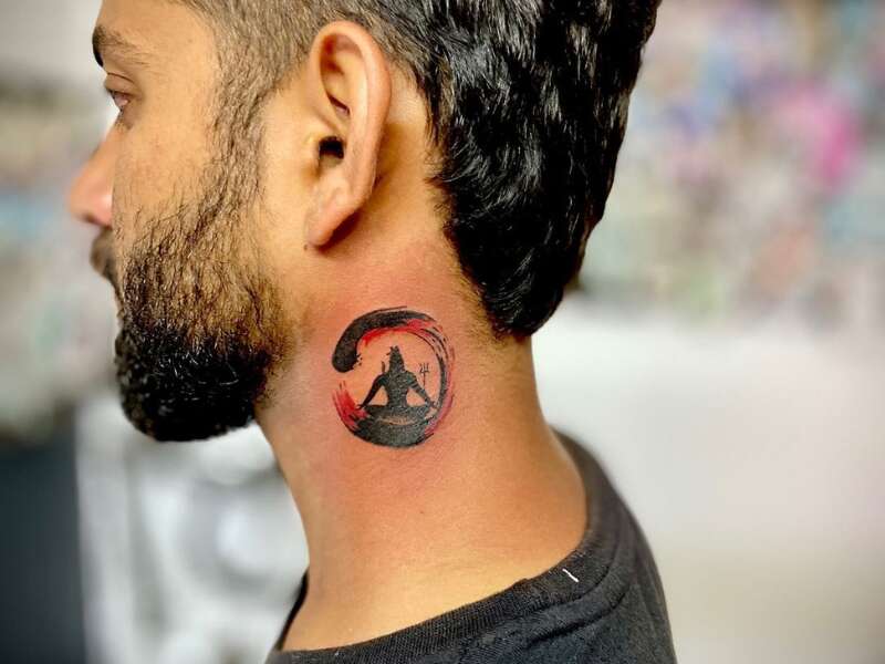 Shiva Tattoo On Neck