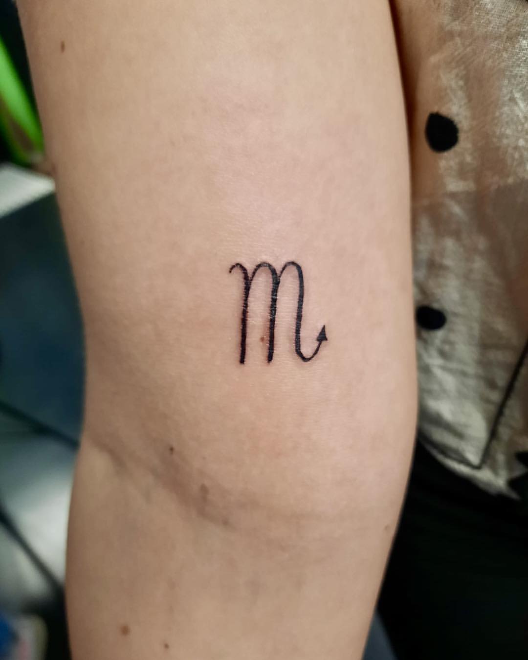 Simple Scorpio Symbol Arm Tattoo