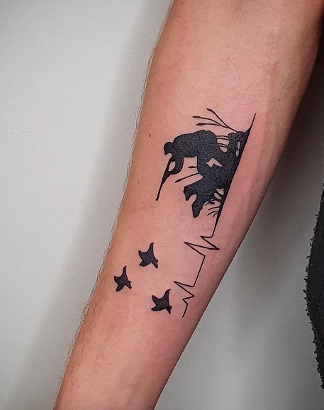 Simple Bird Hunting Tattoo Designs