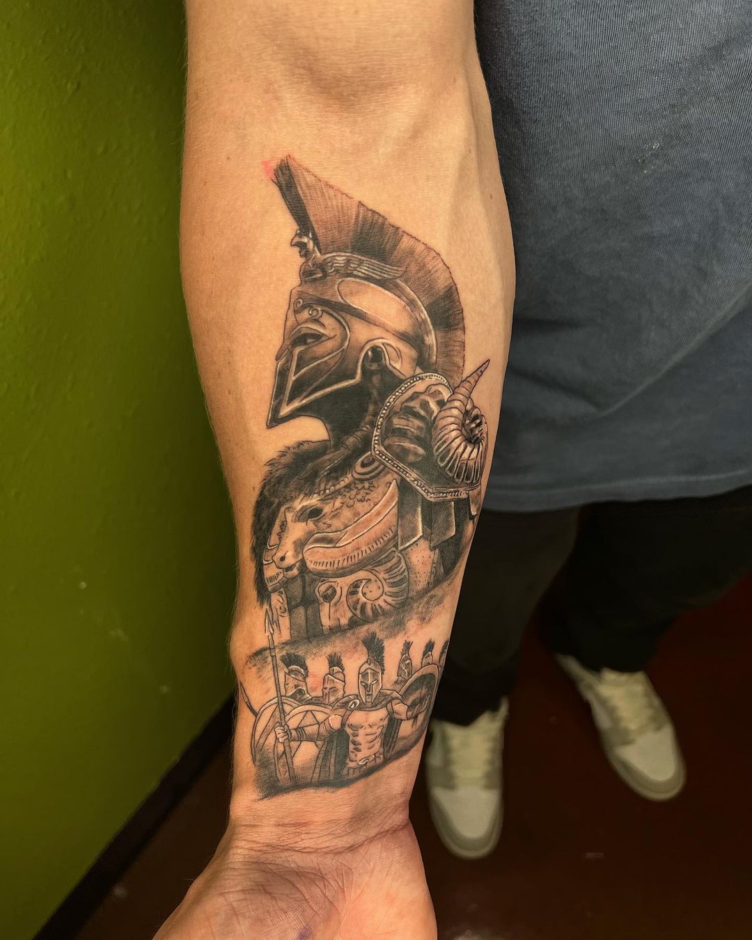 Spartan Tattoo Design With Soldiers
