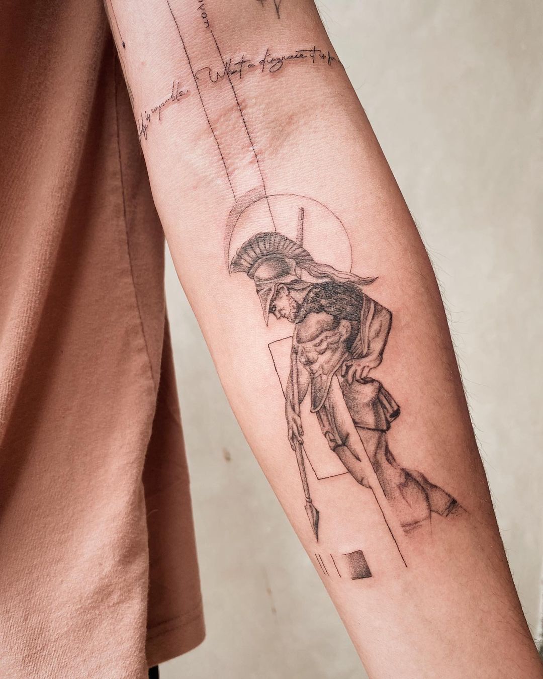 Spartan Warrior In A Striking Pose Tattoo
