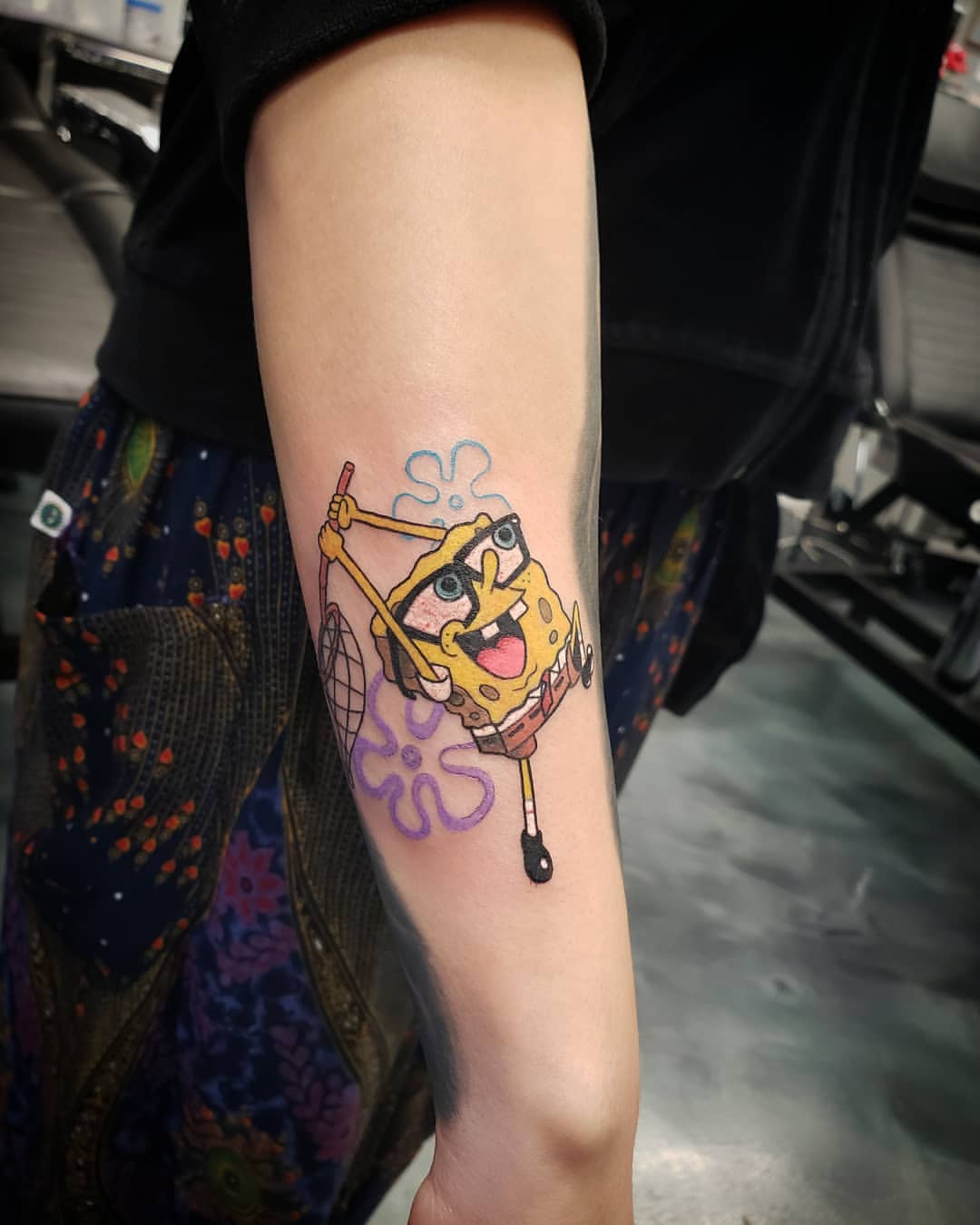 Sponge Bob Tattoo With Eyeglasses