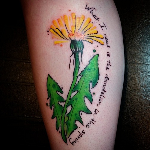 Yellow Dandelion Tattoo Design