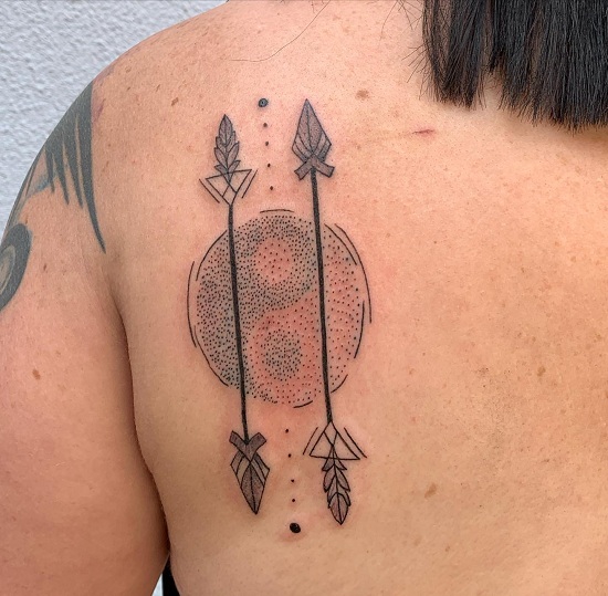 Yin And Yang Tattoo Ideas With An Arrow