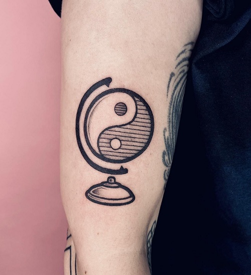Yin Yang Compass Tattoo