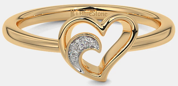 2 Grams Gold Ring With Love Design