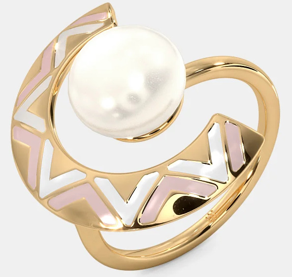 2 Grams Rose Gold Pearl Ring