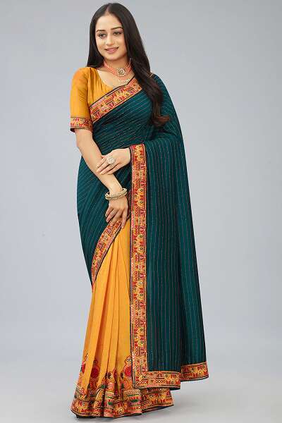 Art Silk Half And Half Saree