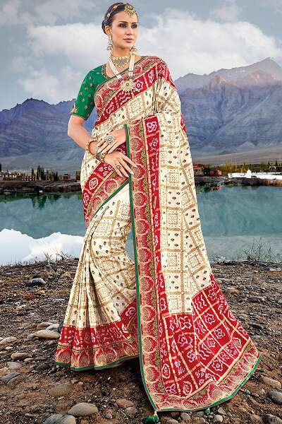 Bandhani Embroidery Saree