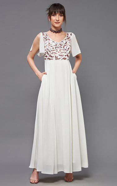 Beads Work Maxi Dress