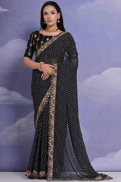 Black Bandhani Saree