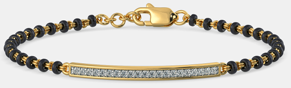 Black Beads Mangalsutra Diamond Hand Bracelet