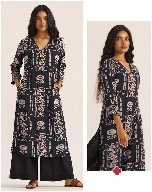 Black Cotton Kurta