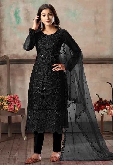 Black Lace Salwar Kameez